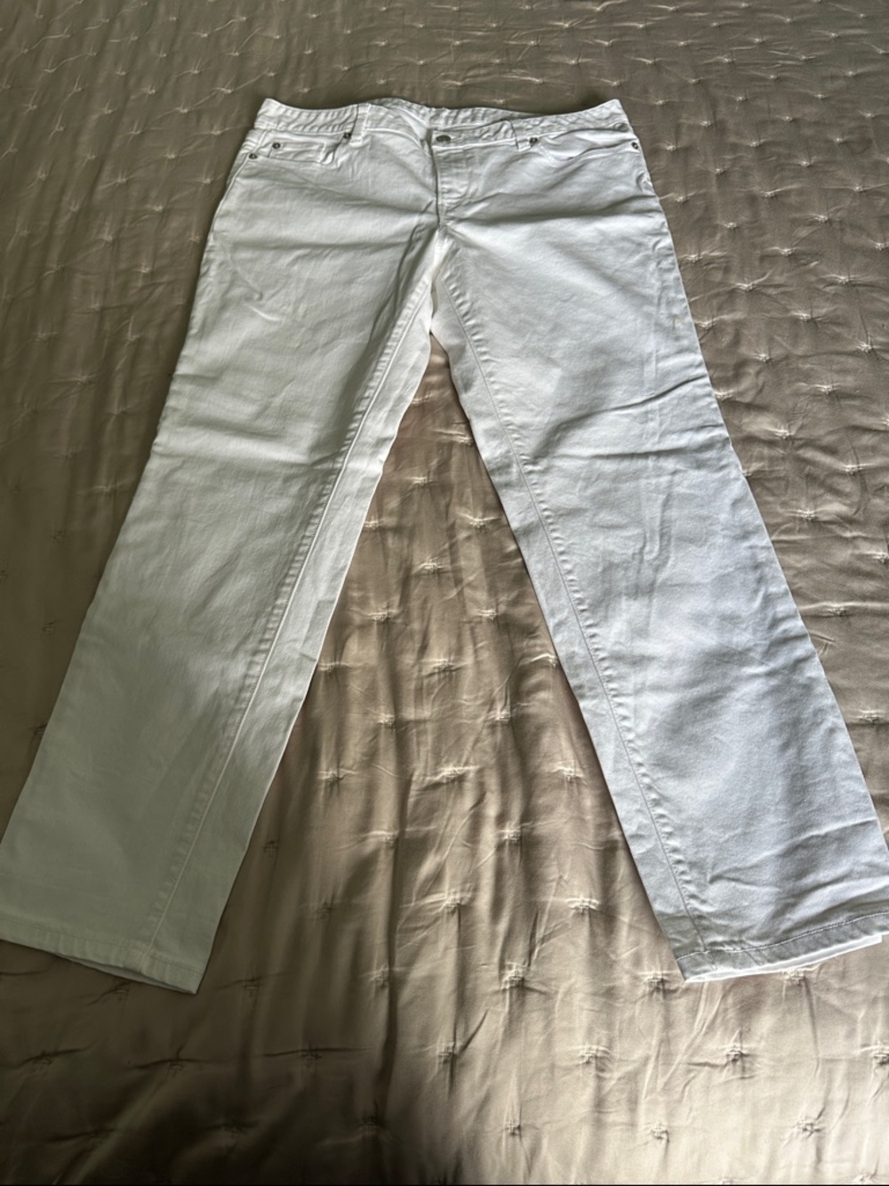 LOFT White Ankle-Length Straight Jeans